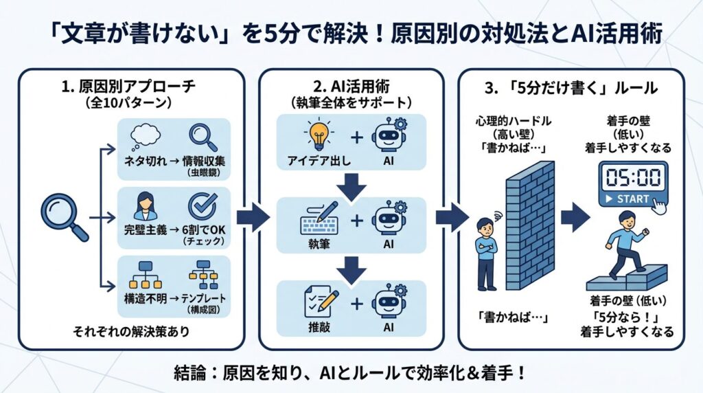 「文章が書けない」を5分で解決！10の原因と対処法・AI活用術
