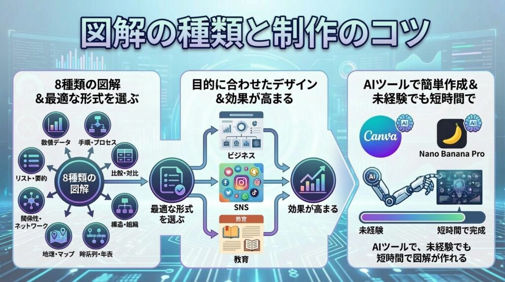 AI時代の図解(インフォグラフィック)完全ガイド!種類・選び方・作り方を徹底解説